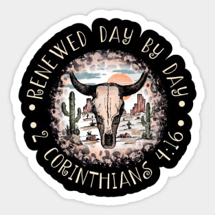 Renewed Day By Day Bull Skull Desert Sticker